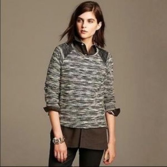 Banana Republic Tweed Black Gray Sweater Medium - Picture 3 of 3